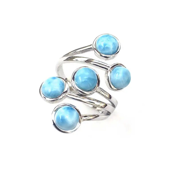 Natural Blue Larimar Ring Wedding Engagement Party