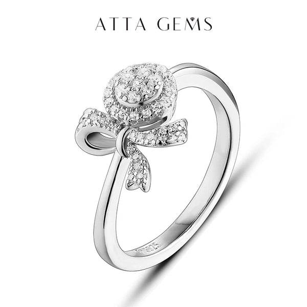 ATTAGEMS Halo Moissanite Ring