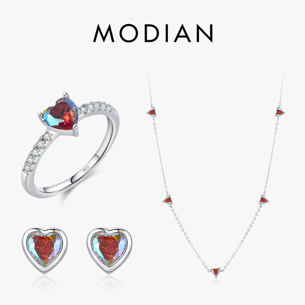 Modian Rainbow Hearts Jewelry Sets