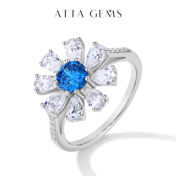 ATTAGEMS Rings Lab Blue Zircon