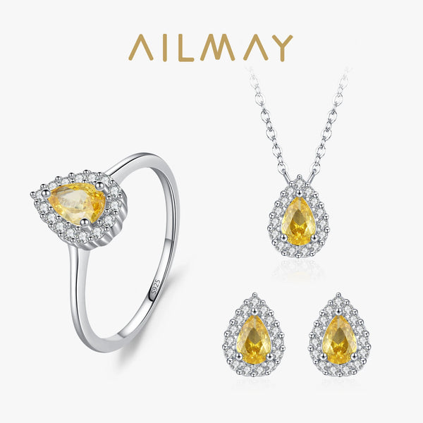 Ailmay Yellow Zircon Water Drop Set