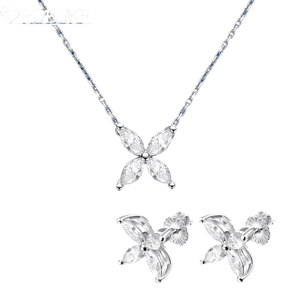 ROBUKF Jewelry Sets For Women Cut Diamond Butterfly