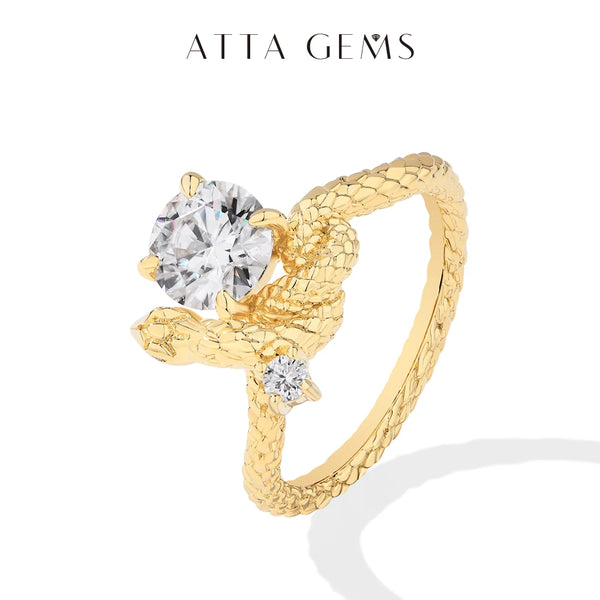 ATTAGEMS  Snake Moissanite Rings Round