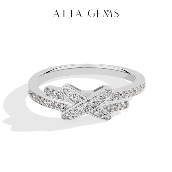 ATTAGEMS Cross Moissanite Rings for Women