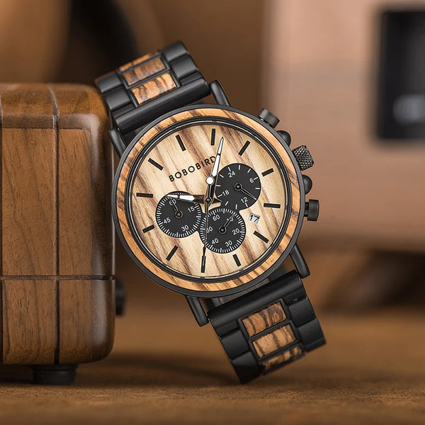 BOBOBIRD Men Timepiece Metal Wooden