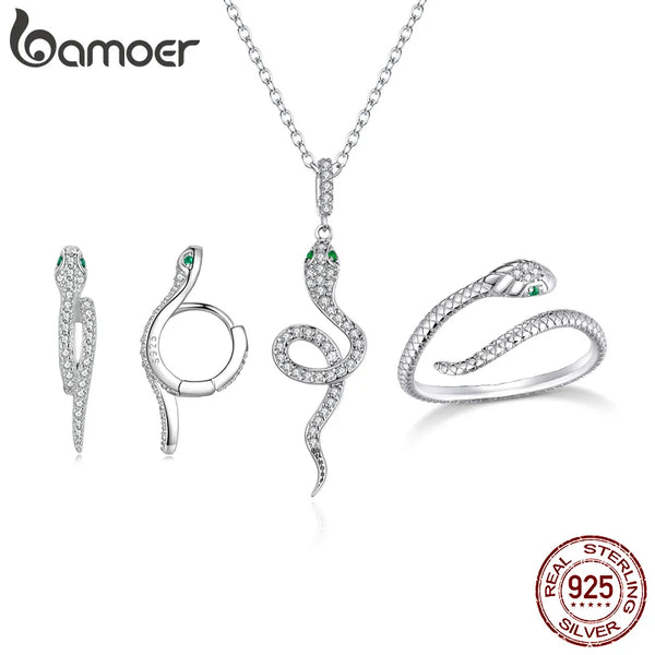 bamoer Plated Snake Earrings Ring Necklace