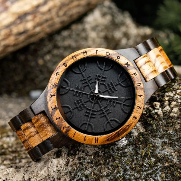 BOBO BIRD Wood Watches Viking Warriors Symbol