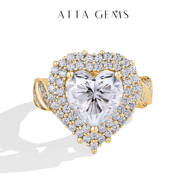 ATTAGEMS Heart Cut Moissanite Diamond Ring