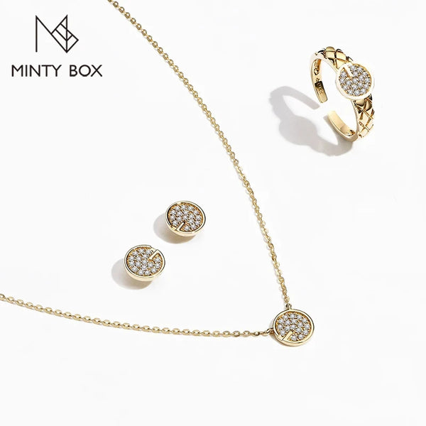 MINTYBOX Moissanite Jewelry Set Solid 18k Gold Plated